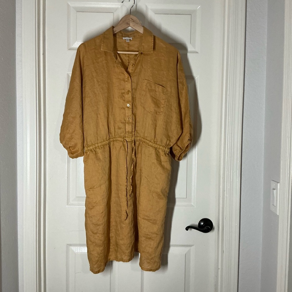 Garnet Hill Linen Mustard Dress